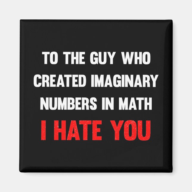 To the guy who created imaginary numbers I hate yo Magnet (Front)