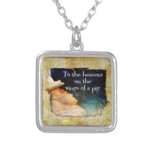 to the heavens on the wings of a pig necklace