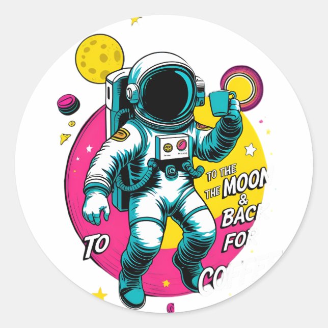 To The Moon and Back Astronaut Sticker – Retro Spa (Front)