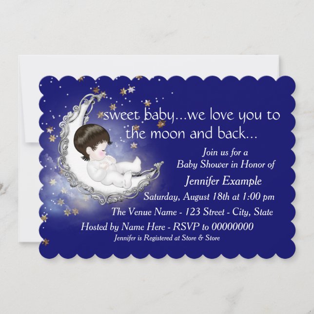 To The Moon and Back Baby Shower Invitation (Front)