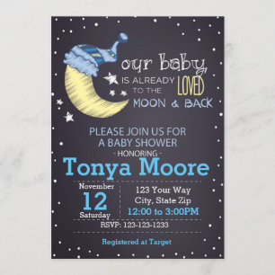 To the Moon and Back Baby Shower Invitation (boy)
