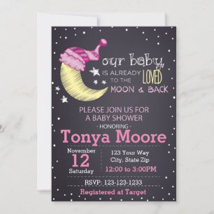 To the Moon and Back Baby Shower Invitation (girl)