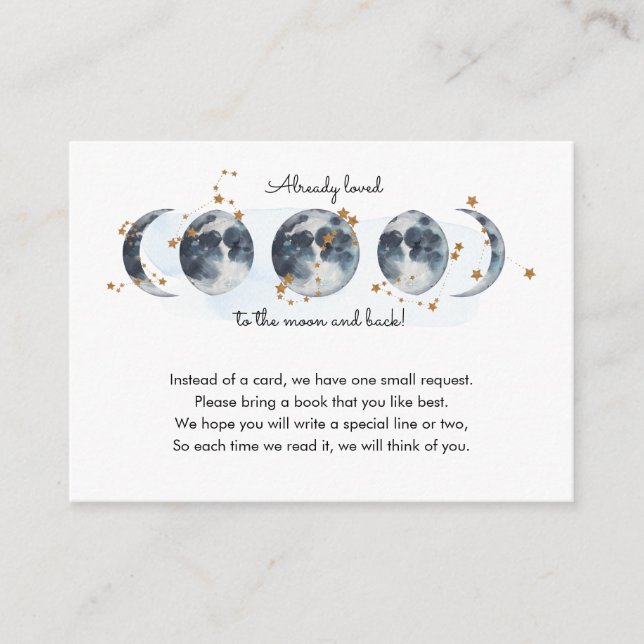 To The Moon Baby Shower Book Request Enclosure Card (Front)