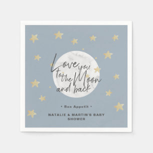 To The Moon & Back Boy Baby Shower Paper Napkins