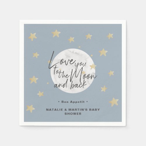 To The Moon  Back Boy Baby Shower Paper Napkins