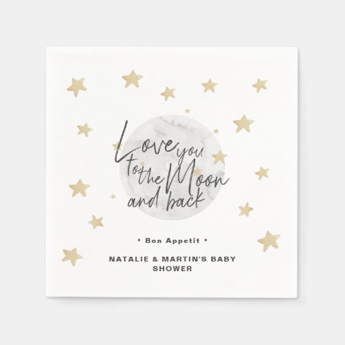 To The Moon  Back Neutral Baby Shower Paper Napkins