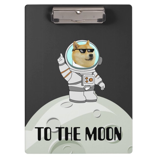 To The Moon Dogecoin Astronaut Meme Funny Crypto Clipboard (Front)