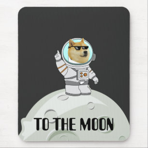 To The Moon Dogecoin Astronaut Meme Funny Crypto Mouse Pad