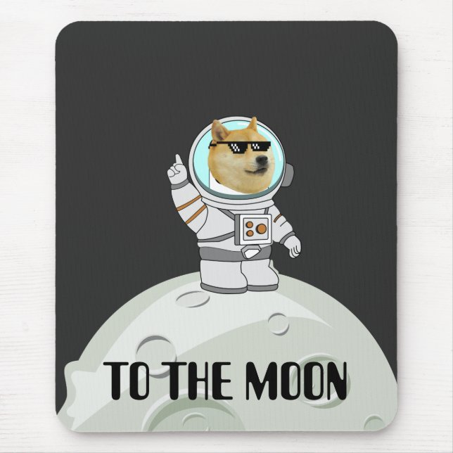 To The Moon Dogecoin Astronaut Meme Funny Crypto Mouse Pad (Front)