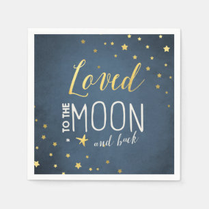 To the moon Paper Napkin Baby shower Stars Gold