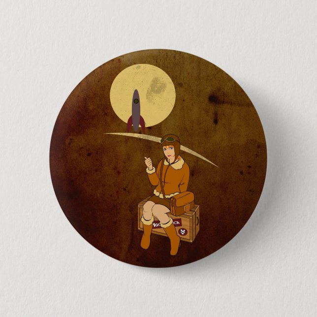 To the moon pinback button (Front)