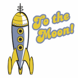 to the moon retro space rocket cutout