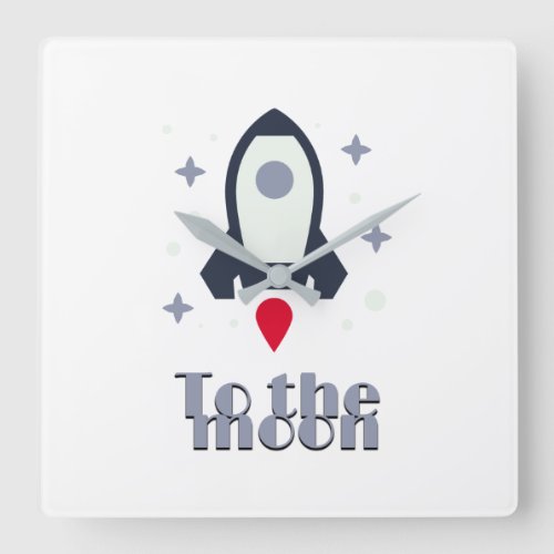 To The Moon Space Themed  Square Wall Clock
