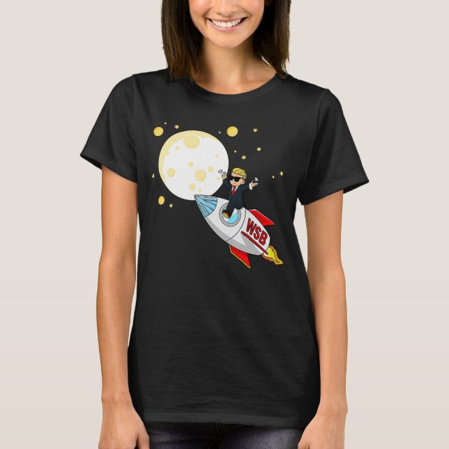 To The Moon Wallstreetbets Diamond Hands AMC Apes T-Shirt (Front)
