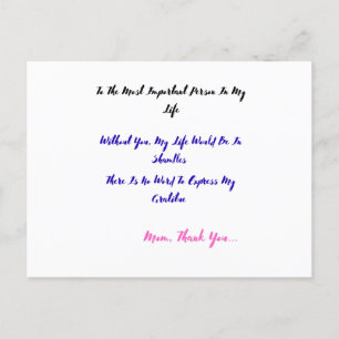 To The Most Important Person in My Life Holiday Postcard