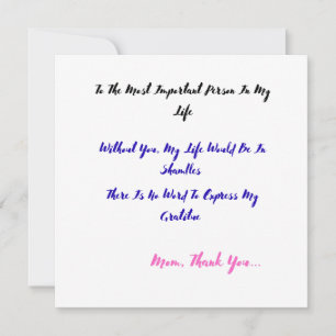 To The Most Important Person in My Life Save The Date