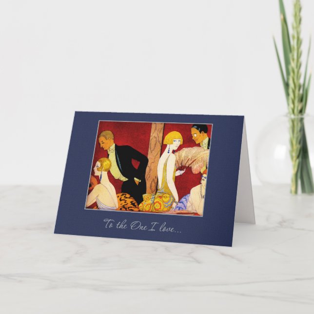 To the One I love. Art Deco Valentine's Day Holiday Card (Front)