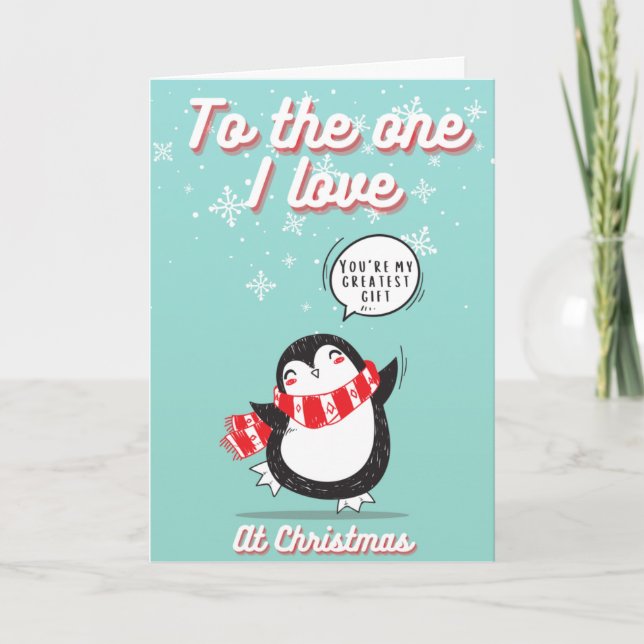 To The One I Love Blue Christmas Card (Front)