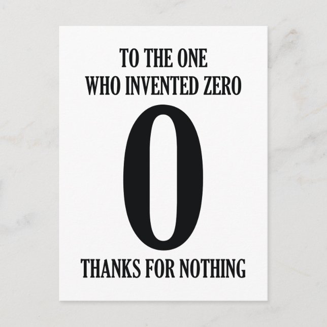 To The One Who Invented Zero Postcard (Front)