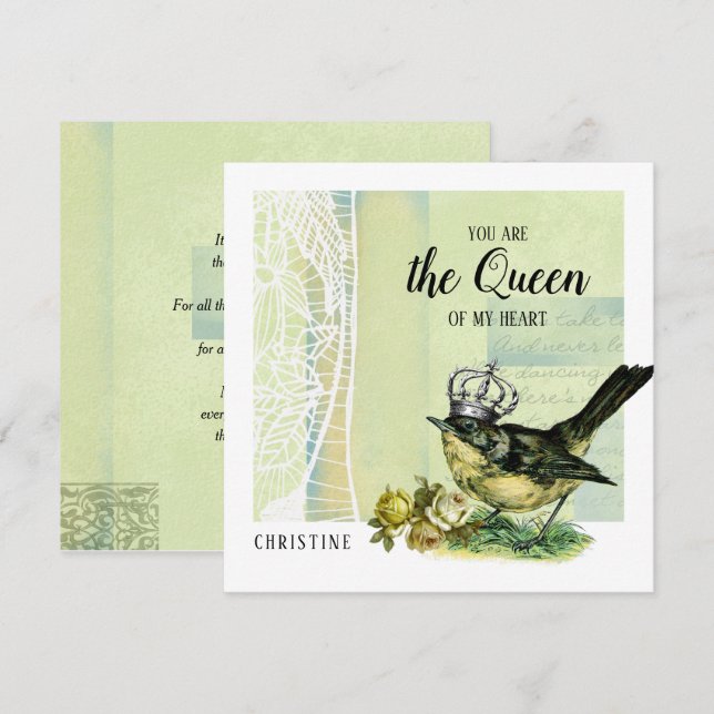 To the Queen of my Heart. Valentine's Day Card (Front/Back)