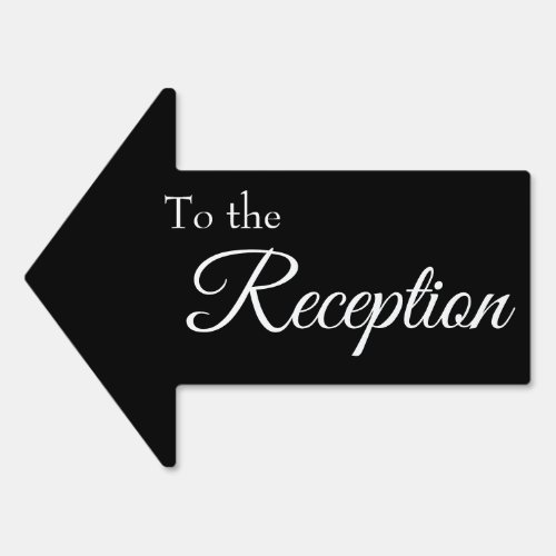 To the Reception Simple Black Script Arrow Sign