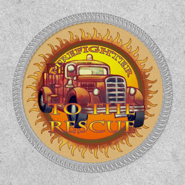 To The Rescue fire truck Firefighter  patch (Front)