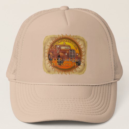 To The Rescue Firefighter Firetruck custom name Trucker Hat