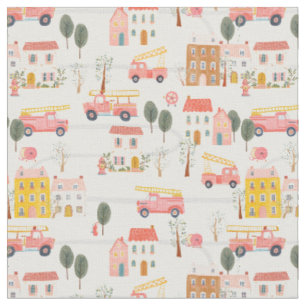 To the Rescue - Firefighters in action Fire Truck  Fabric