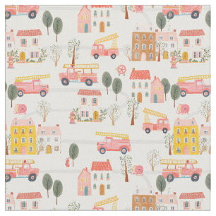 To the Rescue - Firefighters in action Fire Truck  Fabric