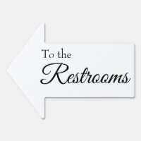 To the Restrooms Simple Black & White Script Arrow