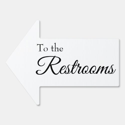 To the Restrooms Simple Black  White Script Arrow Sign
