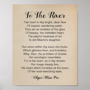 To The River Poem by Edgar Allan Poe Vintage Poster