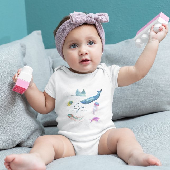 To The Sea We Go Baby Bodysuit (This cute sea creature, "To the sea we go" bodysuit would make a great gift for any child! )