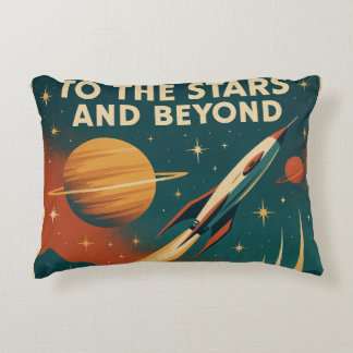 "To The Stars And Beyond" Vintage Space Travel Accent Pillow
