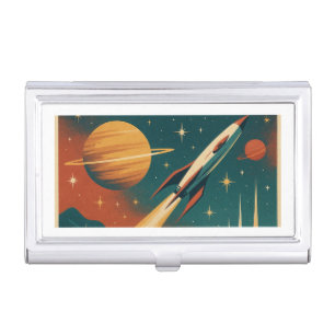 "To The Stars And Beyond" Vintage Space Travel  Business Card Case
