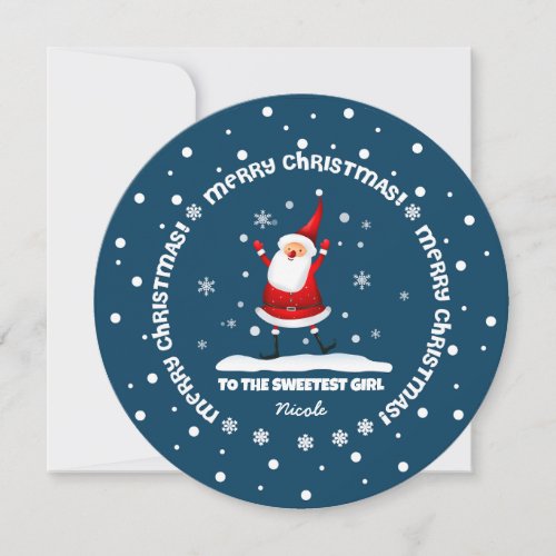 To the Sweetest Girl from Santa Claus Christmas Holiday Card