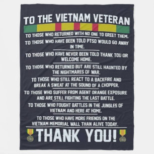 TO THE VIETNAM VETERAN, THANK YOU FLEECE BLANKET