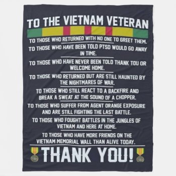 To The Vietnam Veteran  Thank You Fleece Blanket by ALMOUNT at Zazzle