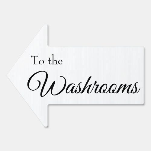 To the Washrooms Simple Black  White Script Arrow Sign
