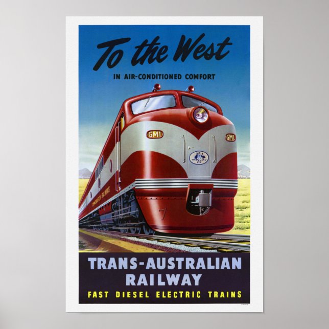 To The West Australia Railway Travel Poster (Front)