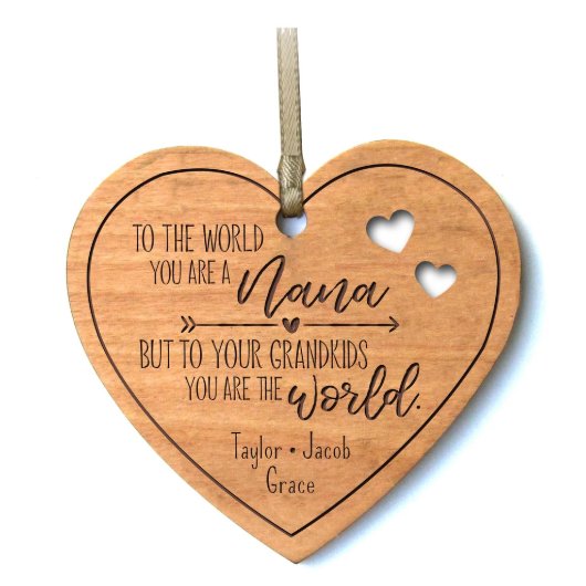 To The World You Are A Nana Heart-Shaped Ornament (Front)