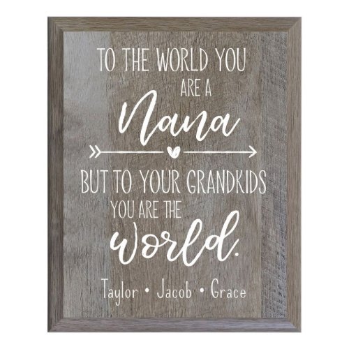 To the World You Are Nana 8x10 Barnwood Plaque