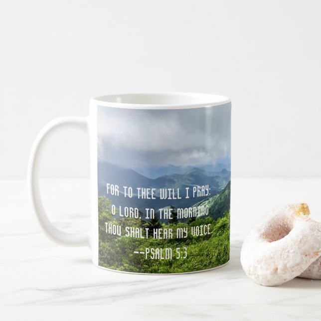 To Thee Will I Pray Christian Coffee Mug (With Donut)