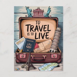 To travel is to live postcard