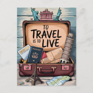 To travel is to live postcard