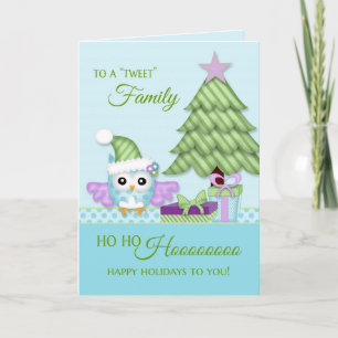 To 'Tweet Family Happy Holiday Owl w/tree & presen Card
