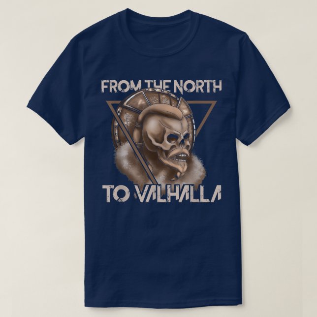 To Valhalla Skeleton Viking Warrior Raven Mytholog T-Shirt (Design Front)