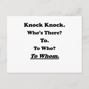 To Whom Knock Knock Joke Postcard