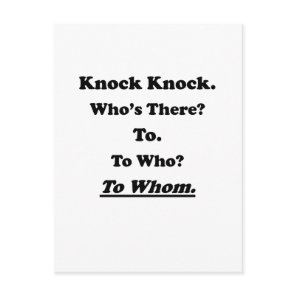 To Whom Knock Knock Joke Postcard