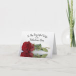 To Wife Reflecting Red Rose Valentine's Day Holiday Card